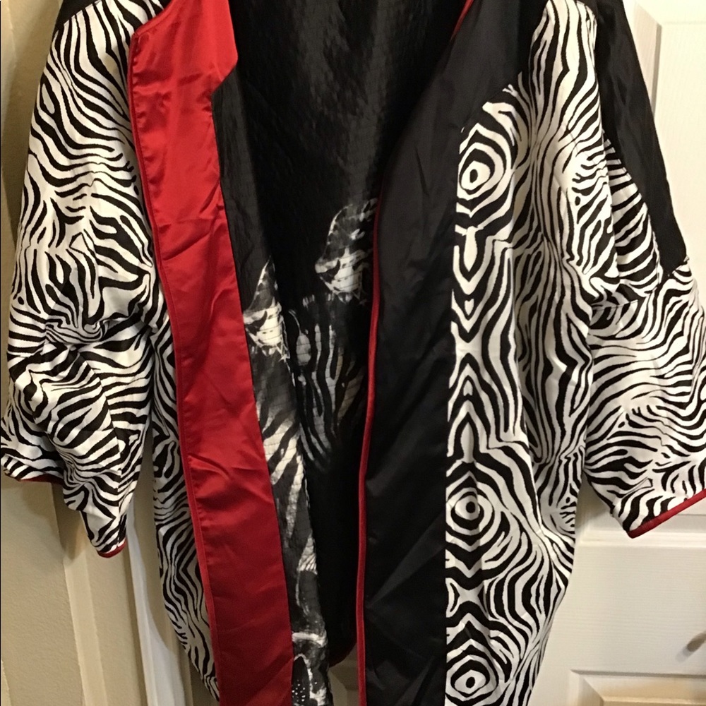Reversible Plus Size Zebra Print Satin Jacket - image 2